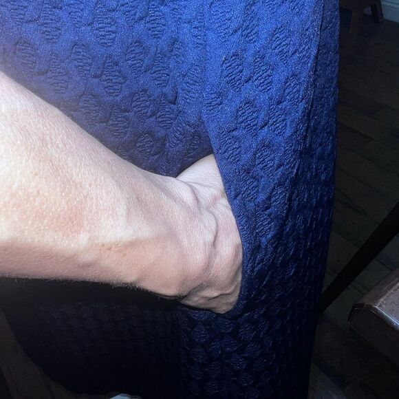 Maeve Anthropologie Navy Textured Sleeveless A-Line Dress L Scalloped Lace Back - Picture 6 of 9